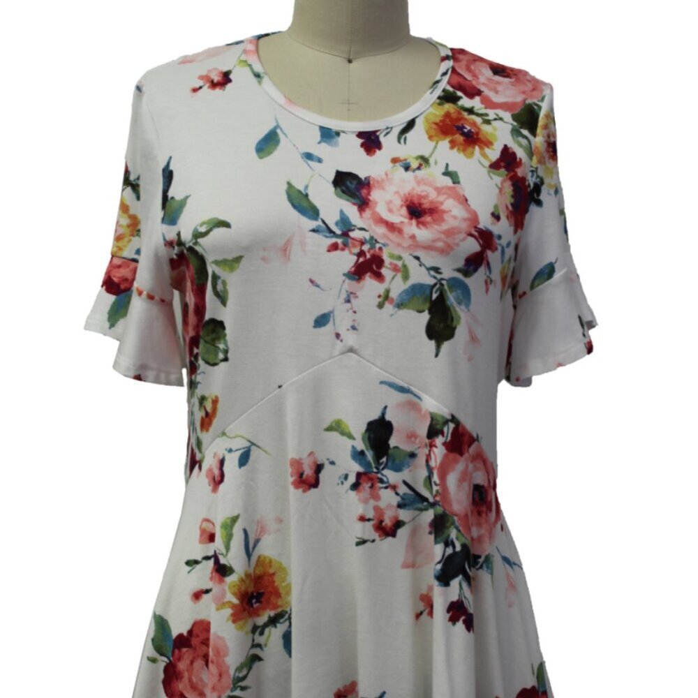 NWT Versona Adorable Floral Print Peplum Rayon Jersey Tee